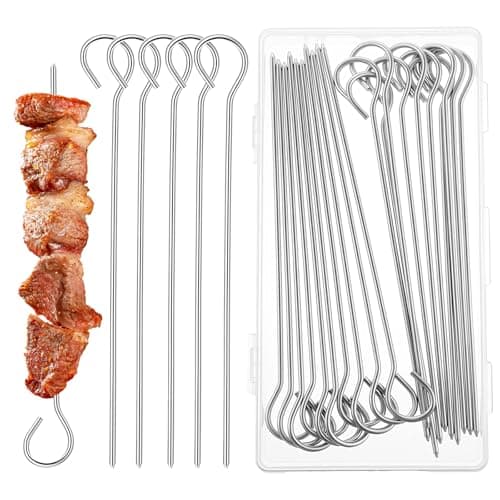 20 Pcs Skewer 6 Inch Chicken Fruit Skewers Metal Skewers For Grilling