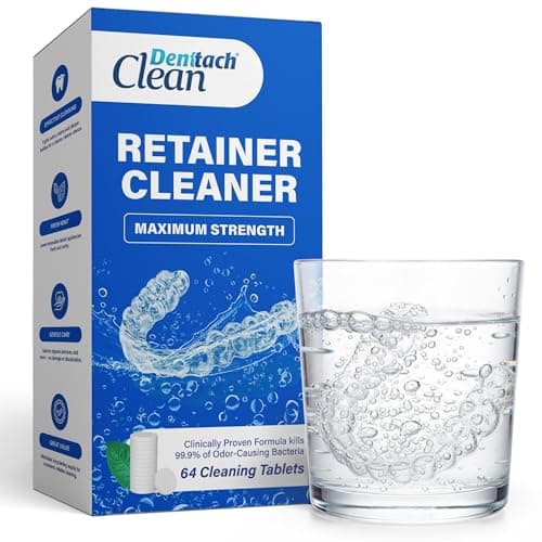Retainer Cleaner Tablets, Compatible with Invisalign, Approved for Ultrasonic Cleaners, DEEP CLEANSER Formula Cleans Below the Surface, Denture Cleaning Tablets, Removes Stains, Aligners, Mouth Guard