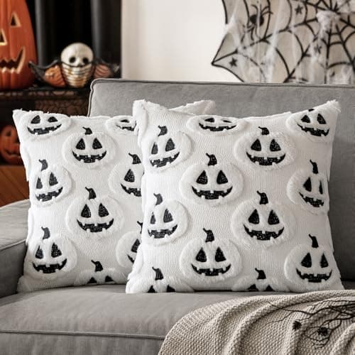 MIULEE Halloween Fall Thanksgiving Ghost Throw Pillow Covers 18x18 White