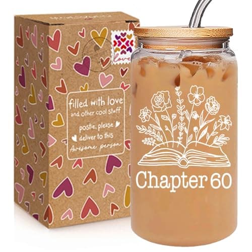 Qubereeree Birthday Glass Cup Gifts for Women, Fabulous Happy Birthday Gift, Birthdays Decorations for Women, Year Old Gifts Idea for Womens Sister Best Friend Daughter Wife, Bday Present (60chapt)