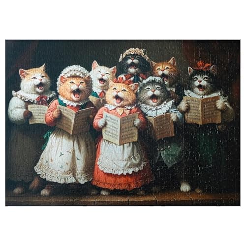 XURLEQ 1000 Piece Puzzle for Adults, Challenging Vintage Cat Choir Jigsaw Puzzles, Premium Matte Finish, 27.56 x 19.68 Inches, Perfect for Game Nights