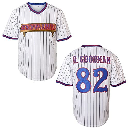 MESOSPERO Benchwarmers Jersey 32 Howie Goodman 68 Reedy 82 Richie Goodman 44 Matthews Stitched Men's Pinstriped Baseball Jersey (82 White, X-Large)
