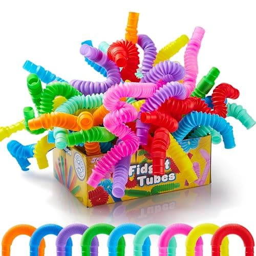 JOYIN 18 Pack Pop Tubes, Sensory Toys (Small) Fidget Toys Party Favors - 9 Colors, Creativity Learning & Fun for Kids - Perfect for Prizes Goodie Bags, Classroom School Reward