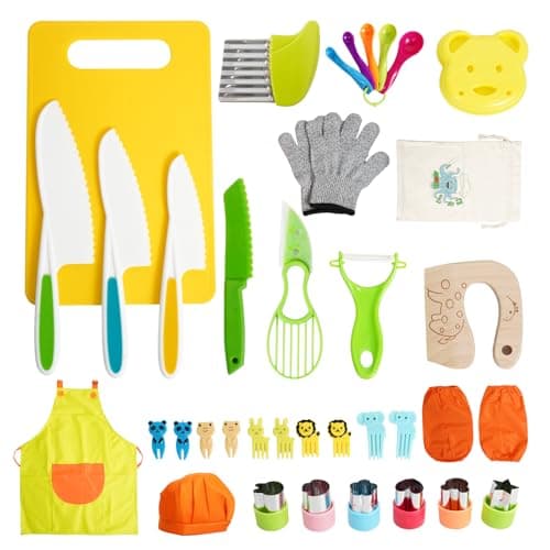 melican Kids Knife Set, 38 Pcs Montessori Kitchen Tools, BPA