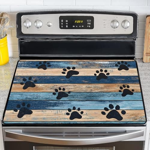 Stove Top Cover for Electric Stove,Glass Stove Top Cover, Heat Resistant Glass Cooktop Cover, Stovetop Protector, Kitchen Decor, Dish Drying Mats Cover for Ceramic Washer Top 28.5x20.5 inch