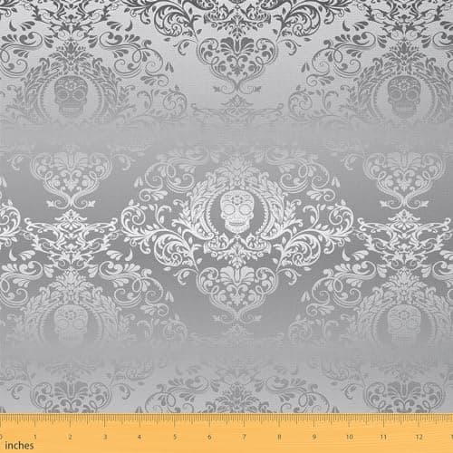 Feelyou Silver Gothic Damask Floral Fabric by The Yard Soft 5 Yards