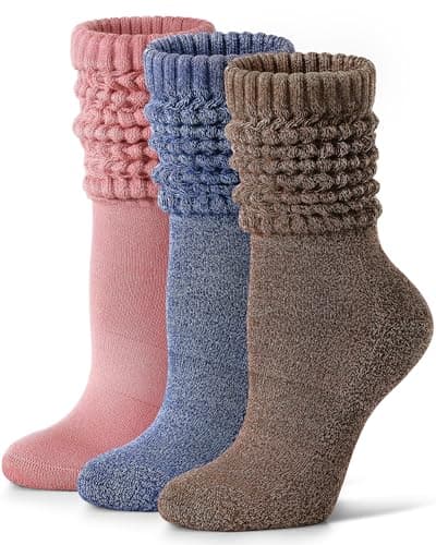 FITRELL Slouch Socks for Women, Knee High Scrunch Tube Boot Socks 3 Pairs