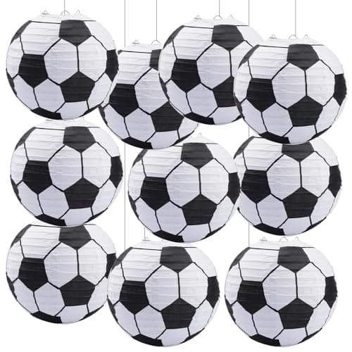 10 Piece 8 Inch Soccer Ball Paper Lantern Party Favors Indoor Soccer Ball Paper Lantern Hanging Table Centerpiece for Copa America 2026 World Cup Birthday Sport MLS Theme Concacaf Party Decorations