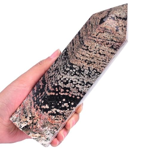 Gold Snowflake Obsidian Stone Tower Obelisk Healing Crystal Wand Large Reiki Meditation Gifts 1.7-2.2 LBS