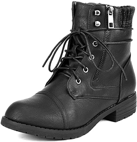 DREAM PAIRS Women's Lace Up Combat boots Ankle Booties,Size 10,Black,PEAKK
