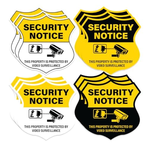 Security Notice Protected by Video Surveillance Vinyl Stickers Bold Warning Decals with Camera Icon for Home Or Storefront 12Pcs Wall Decoration Phone Case Skateboard