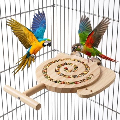 Bird Foraging Toys with Perch Snail Wood Bird Enrichment Toys for Slow Feed