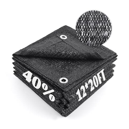 Cool Area Sun Shade Cloth with Grommets for Garden, 40% 12x20ft, Black
