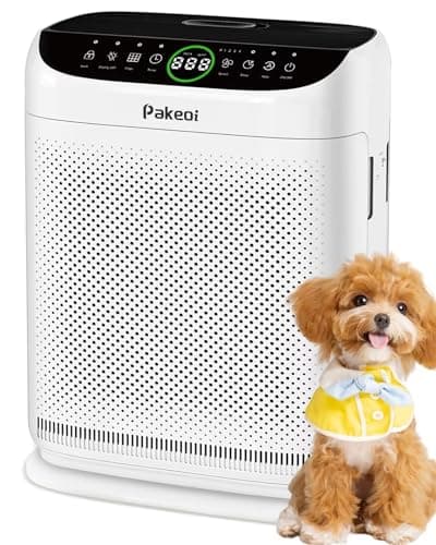 Air Purifiers for Home Large Room Up to 3000 Ft² With Double Air Intake,PAKEOI HEPA Air Purifier for Bedroom With Washable Pre-Filters, Remote Control, 15dB Sleep Mode,Air Cleaner for Pets Dust, White