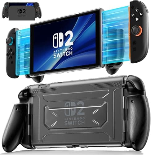 Dockable Grip Case for 2025 Switch 2, Ergonomic Non-Slip Protective Cover with Joycon Quick-Release Design, TPU Hard Shell Handheld Case for Switch 2 Accessories, for Sega Genesis Consoles