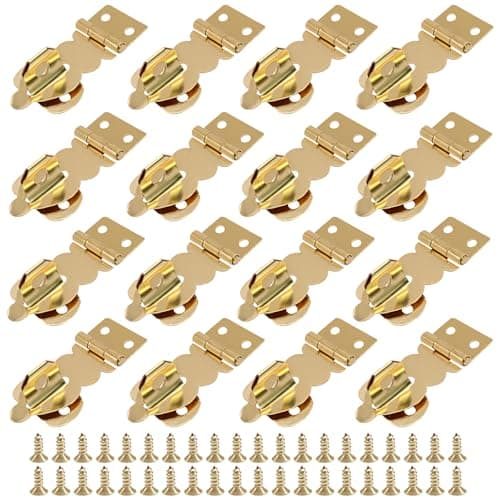 Bivethoi 16 Pcs Brass Padlock Hasp, Mini Decorative Gold Buckles