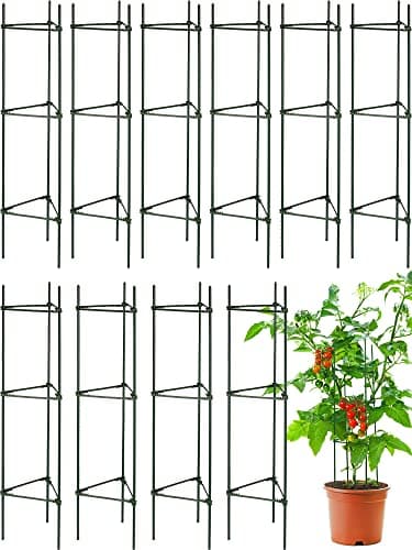 Chunful 10 Packs Tomato Cages for Garden Support up to 48", Green