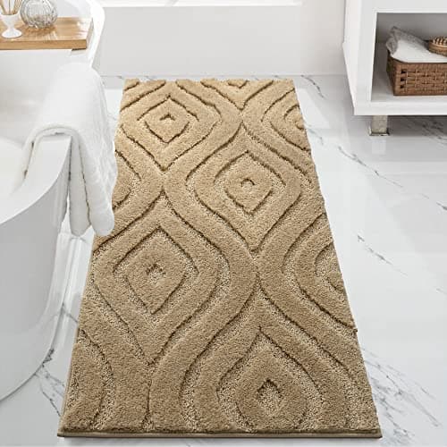 DEXDE Bathroom Rugs Runner Non Slip Long Mat for Bathroom Floor Beige 24x72