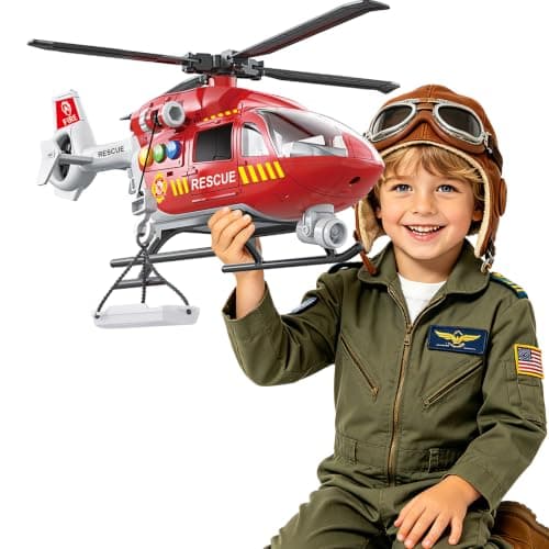 Ximoeo Helicopter Toys for Kids 3-5 with Light Up Sounds Large Fire Helicopter Police Toys Rescue Vehicles Toys Airplane for Toddler Boy Toys Birthday Gift for 3 4 5 6 Year Old Toddler Boy Girl