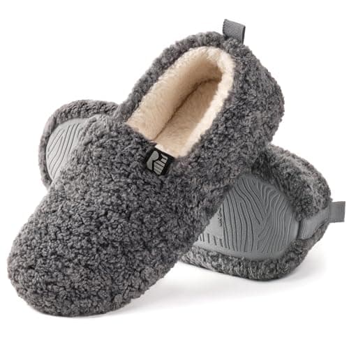 RockDove Women's Faux Shearling Closed Back Slipper,11, Cool Grey