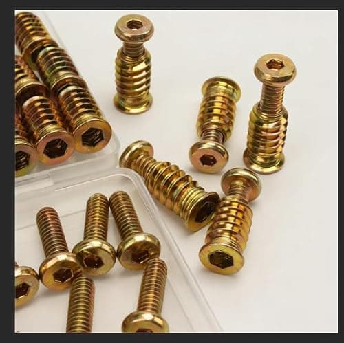 16 Pieces 1/4-20 x 3/4" Furniture Screw Nut Threaded Wood Insert, 16 Pieces 1/4-20 x 19/32" Wood Inserts Bolt Fastener Connector Hex Socket Drive Screw-in Nuts with Hex Spanner