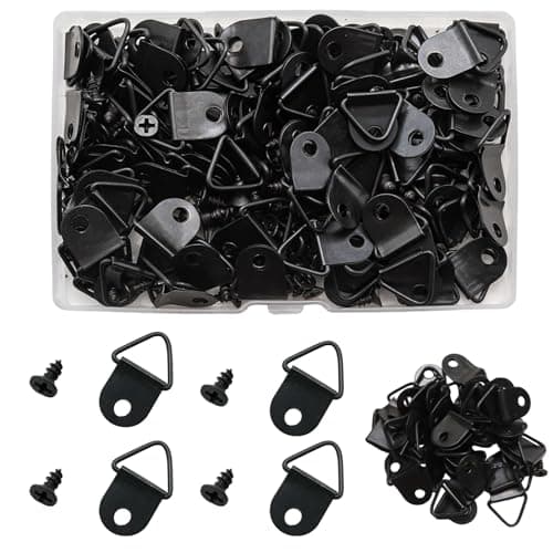 WINDAWNKE 100 PCS Small Triangle Ring Steel Picture Hangers, Black