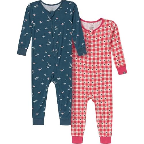 Modern Moments by Gerber Baby Neutral Viscose Tight Fitting Footless Pajamas, Blue Umbrella, 0-3 Months