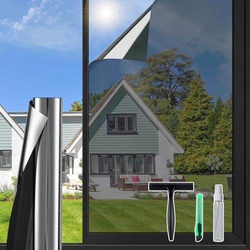 DOWELL One Way Window Privacy Film, Window Tint with Tools, Black Silver