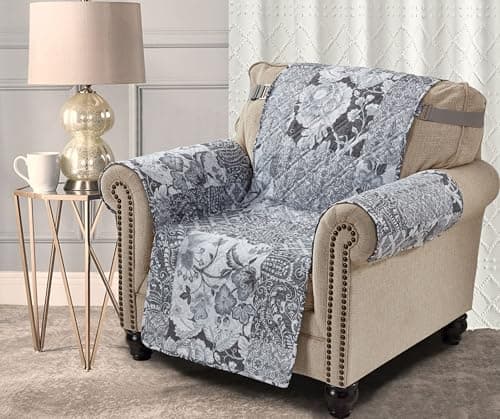 Brilliant Sunshine Multi Grey Flowers Patchwork Couch Chair Slip Cover