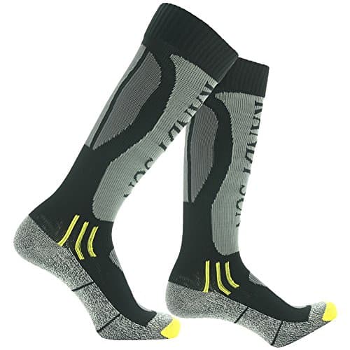 RANDY SUN Waterproof Cycling Hiking Socks, [SGS Certified] Unisex High Performance Fashin Design Warm Skiing Wading Kayaking Trekking Fishing Moisture Wicking Knee High Long Socks, Grey&Black XS