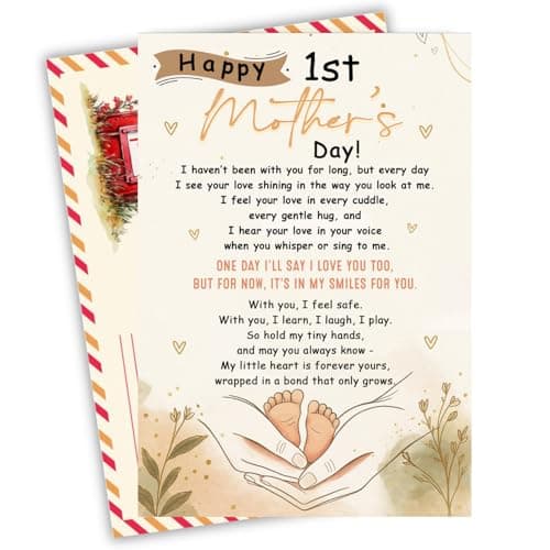 BlinkWishes First Mothers Day Card, Happy 1st Mothers Day Card for New Mom, Cards for Wife, Daughter or First Time Mom with Envelope and Seal