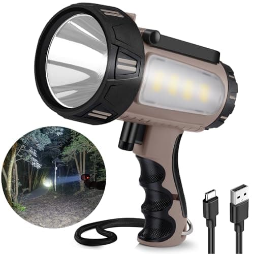 seeup Rechargeable Spotlight Flashlight, Super Bright Waterproof Handheld Spot Light 6 Models with Foldable Stand for Outdoor Boating Camping Fishing Hunting