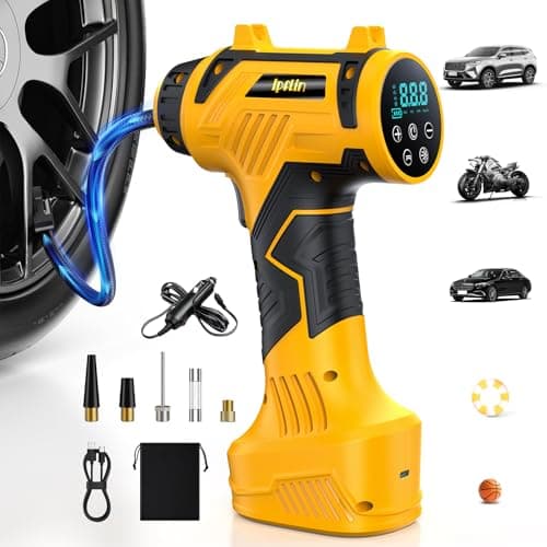 𝟗𝟔𝟎𝟎𝐦𝐀𝐡 Tire Inflator Portable Air Compressor - Corded/Cordless Tire Inflator - 𝐁𝐚𝐭𝐭𝐞𝐫𝐲 & 12V DC, Faster Inflation Handheld Air Compressor, 160PSI Air Pump for Car, SUV, Motorcycle, Bike