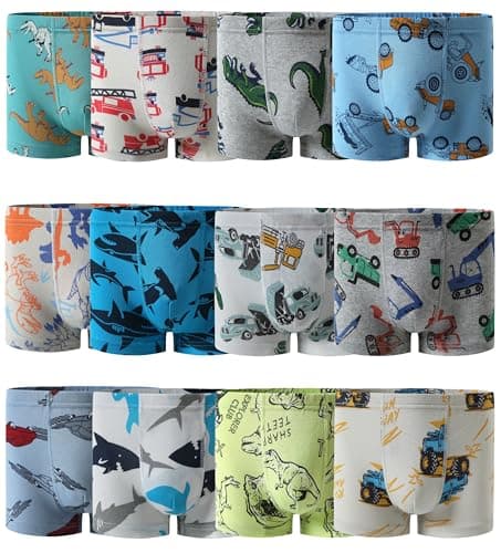 Boboking Kids Boy Underwear Cotton Dinosaur Boxer Briefs 12 Pack 3Years