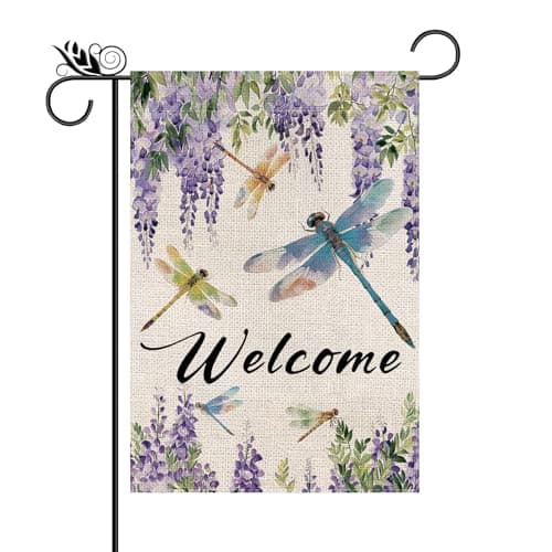 Dragonfly Decor - Spring Dragonfly Garden Flag Decorations Burlap Welcome Spring Double Sided Vertical Holiday Yard Lawn Outdoor Decor 12.5 x 18 Inch