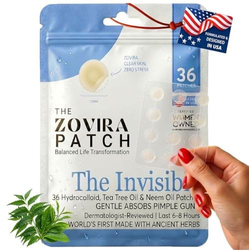 ZOVIRA Pimple Patches for Face (36 Count) — Invisible Hydrocolloid Acne Patch, Ultra Thin Tapered Edges, Niacinamide + Salicylic Acid, Reduces Redness in 15 Min, Daytime Wear, Sensitive Skin