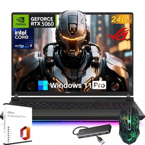 ASUS ROG Strix G18 18" Gaming Laptop, Intel Ultra 9 Processor 275HX, 2.5K 240Hz/3ms, GeForce RTX 5060 8GB DDR7, 32 GB DDR5 RAM 1 TB SSD, Wi-Fi 7, Fast Charging, Windows 11 Pro, Office Lifetime License