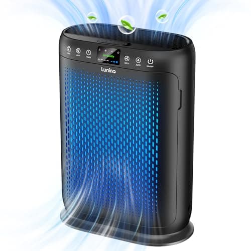 Air Purifiers for Home Large Room up to 2400sq.ft, LUNINO H13 HEPA Air Filter with Air Quality Sensors, Aromatherapy Function, Air Cleaner for Smoke, Dust, Dander, Pets Hair, Odor, E-200 Black