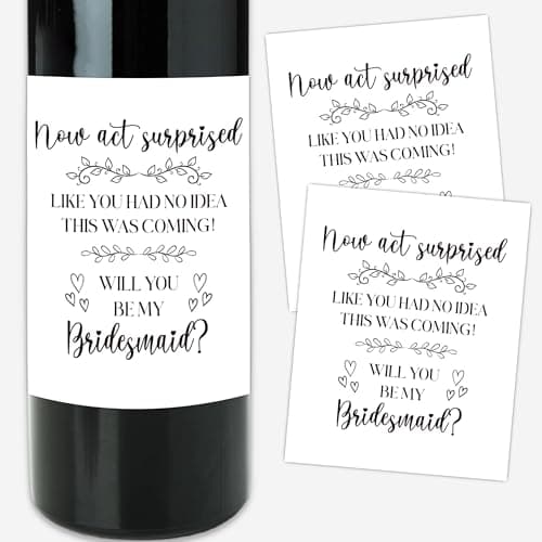 8 Pcs Bridesmaids Proposal Gifts Wine Bottle Labels, Funny Bachelorette Gifts for Bridesmaids, Will You Be My Bridesmaid, Wine Lovers Labels Stickers for Wedding Party, 4x5 Inch-A47