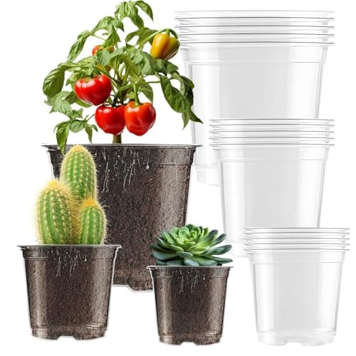 auriikoop Clear Nursery Pots 5/4/3.5 Inch Plastic Seedling Plant Pot with Drainage Holes for Transplanting Succulents Cuttings (15Pcs)