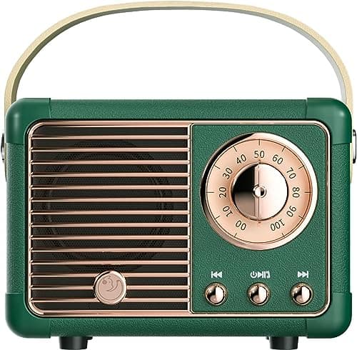 SpringFlora Retro Bluetooth Speaker, Small Bluetooth Speaker Wireless for Indoor Outdoor, Vintage Home Office Decor, Perfect for Party Desk Kitchen Hiking Beach Travel, Gift Ideas Green