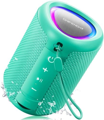 Portable Bluetooth Speaker Beach Essentials: Powerful Crystal Clear Sound/Dynamic Light/IPX5 Waterproof/All Day Playtime/Wireless BT 5.3/TWS Paring, Dad Gifts, Outdoor|Travel|Camping|Pool Accessories