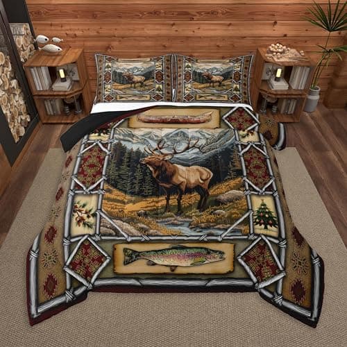 Feelyou Deer Hunting Comforter Set Queen Size Bedding Set
