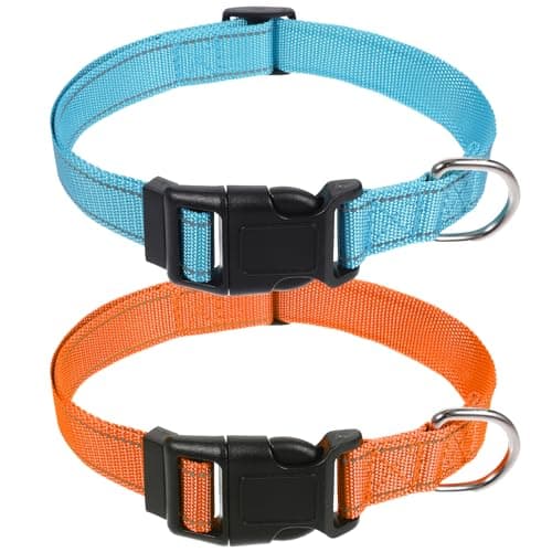 2 Packs Dog Shock Collar Replacement Straps, Adjustable Dog Collar, Durable Reflective Waterproof 1 Inch Collar Replacement for Most of Shock Training Collars and Bark Collars (Blue + Orange)