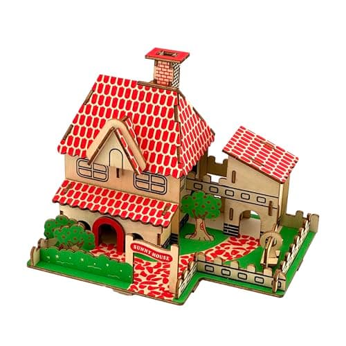 MPIUET 3D Puzzles for Adults, Log Cabin DIY Wooden House Model Kits for Adults to Build, Country Cottage Building Model, 3D Jigsaw Brain Teaser Puzzle, Dollhouse (Sunny House)