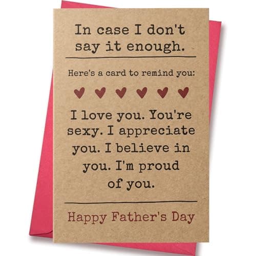 BRYUBR Fathers Day Card for Husband from Wife: Happy Father’s Day Gifts Card for Dad Boyfriend - Kraft Cardstock with Envelope - Sweet Fathers Day Gift & Keepsake