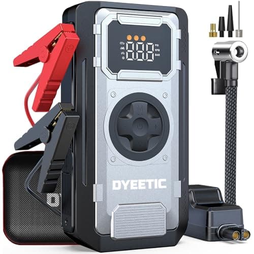 6000A Jump Starter with Air Compressor,12V Lithium Battery Booster Pack