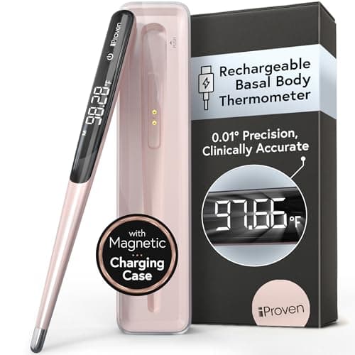 iProven Rechargeable Basal Body Thermometer, 0.01° Precision, Silent Buzz
