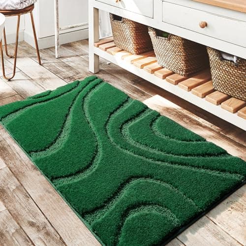 DEXDE Bathroom Rugs Mat Soft Absorbent Shaggy Floor Carpet Green 20x32