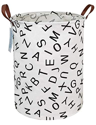 LANGYASHAN Laundry Basket Canvas Fabric Collapsible Organizer Basket for Storage Bin Toy Bins Gift Baskets Bedroom Clothes Children Nursery Hamper (Alphabet)